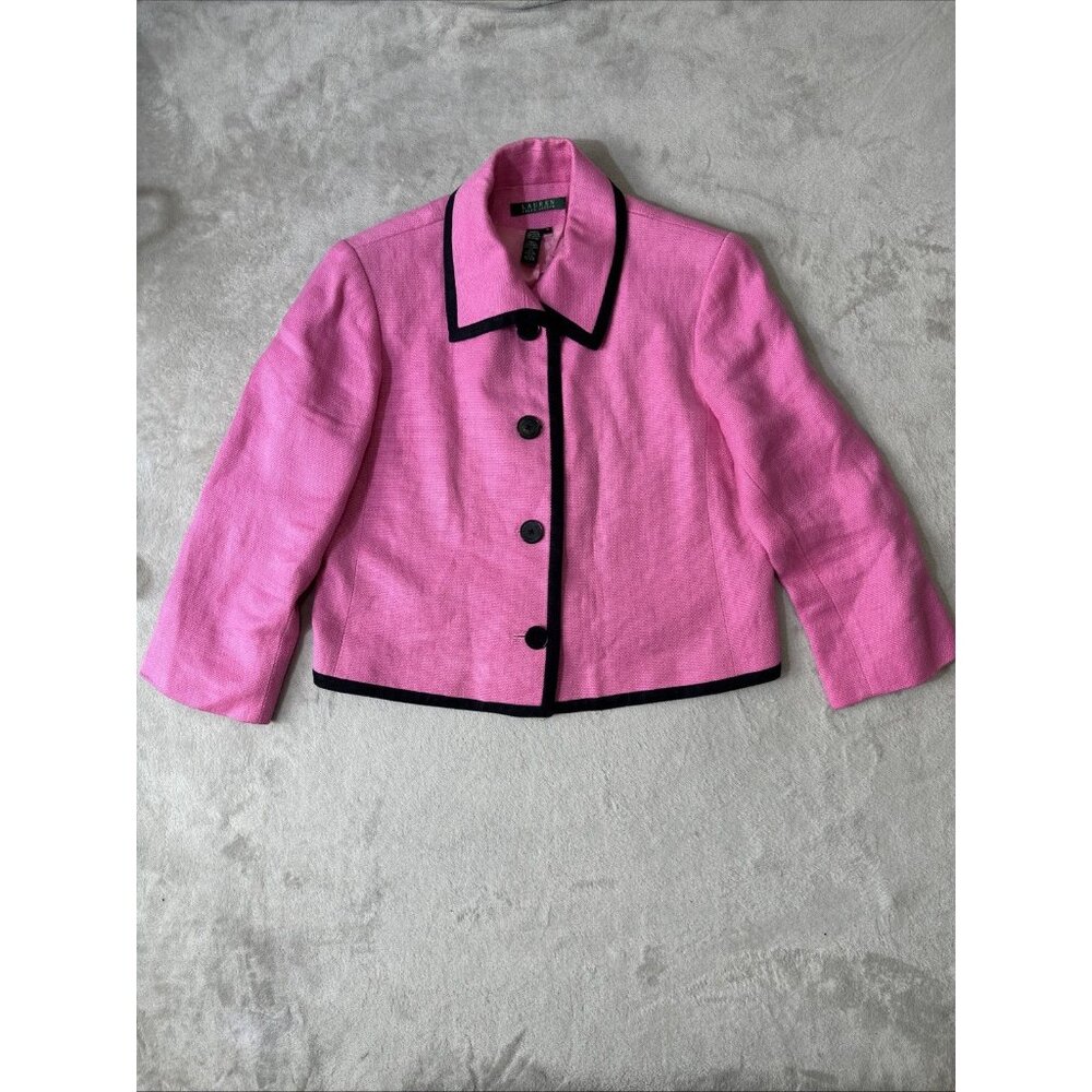 Lauren Ralph Lauren Pink Linen Blazer Womens Size 10